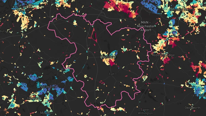 House price heatmap showing property values across Knutsford