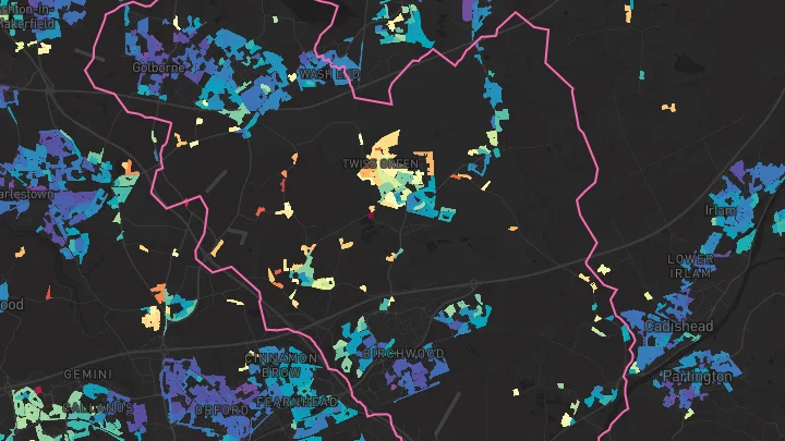 House price heatmap showing property values across Lowton