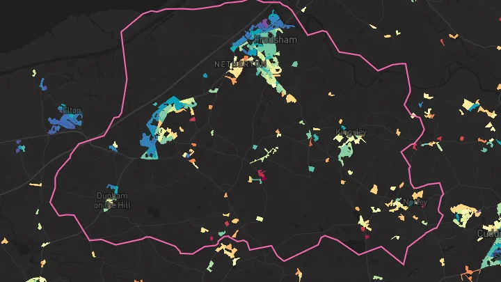 House price heatmap showing property values across Helsby