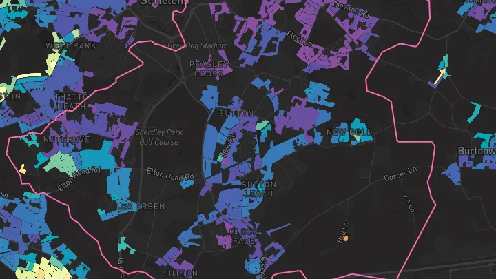House price heatmap showing property values across St Helens