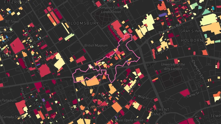 House price heatmap showing property values across London