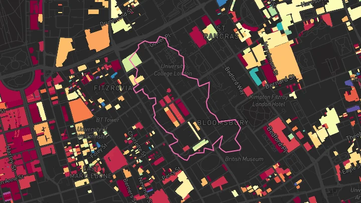 House price heatmap showing property values across London