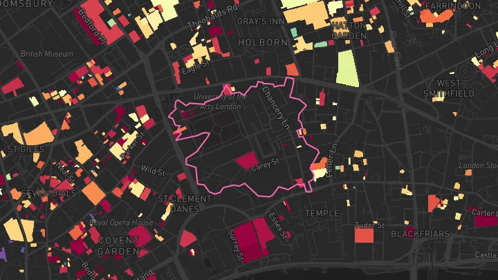 House price heatmap showing property values across London
