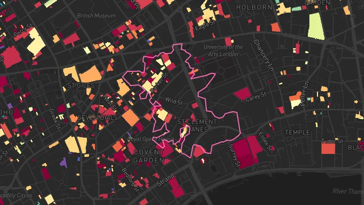 House price heatmap showing property values across London