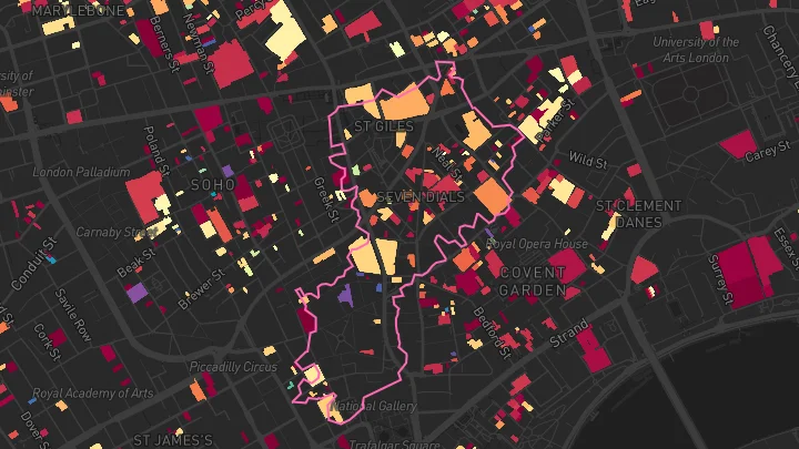 House price heatmap showing property values across Church Street