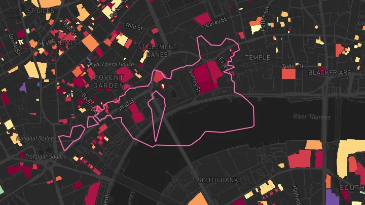 House price heatmap showing property values across Strand