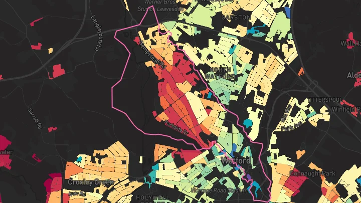 House price heatmap showing property values across Watford