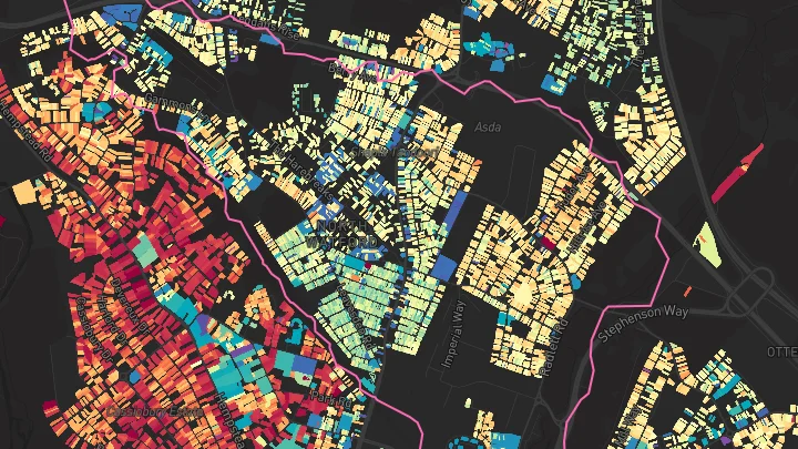 House price heatmap showing property values across Watford