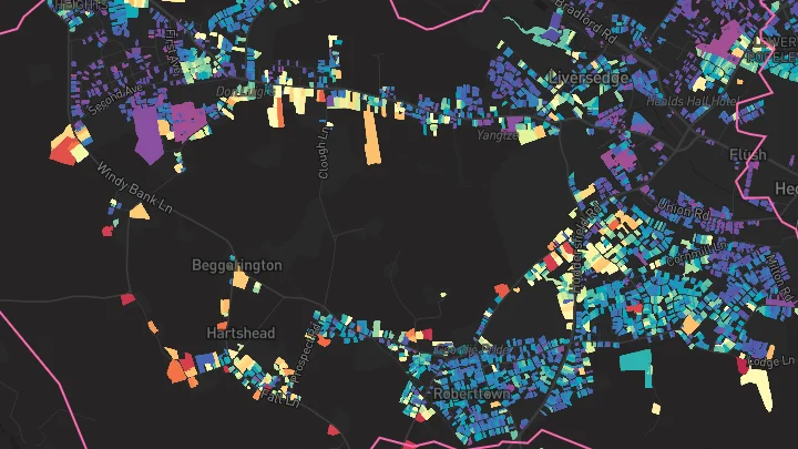 House price heatmap showing property values across Liversedge
