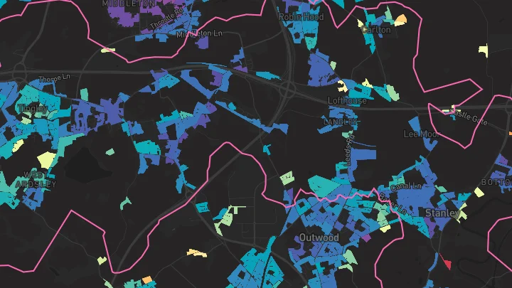 House price heatmap showing property values across Tingley