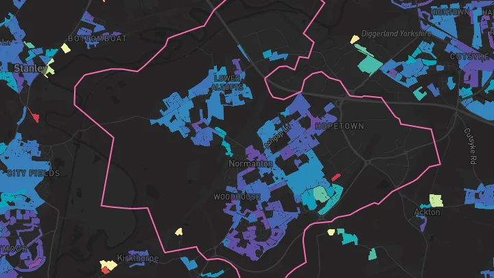House price heatmap showing property values across Normanton
