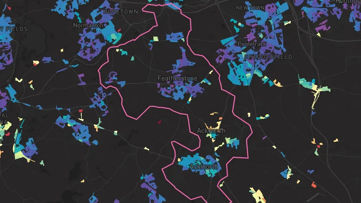 House price heatmap showing property values across Featherstone