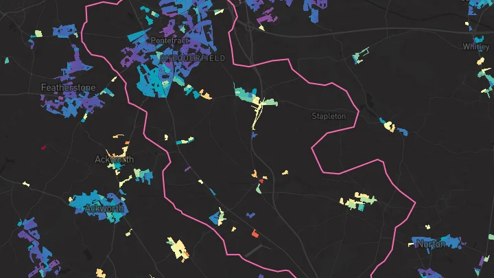 House price heatmap showing property values across Pontefract