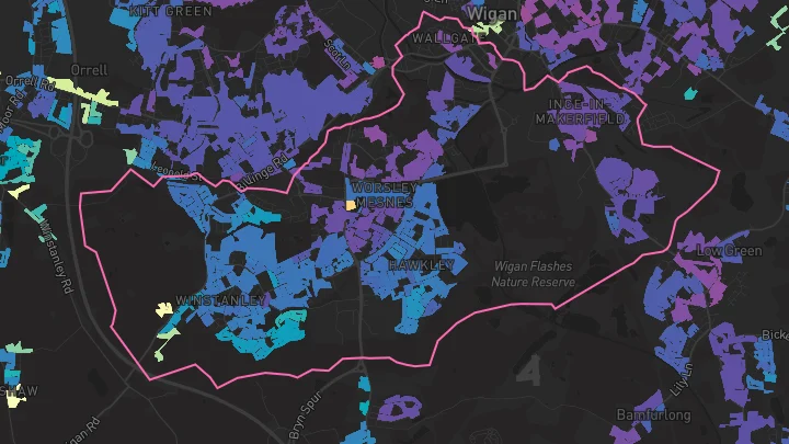 House price heatmap showing property values across Wigan