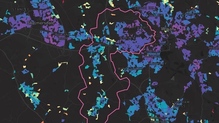 House price heatmap showing property values across Orrell