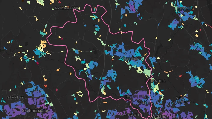House price heatmap showing property values across Standish