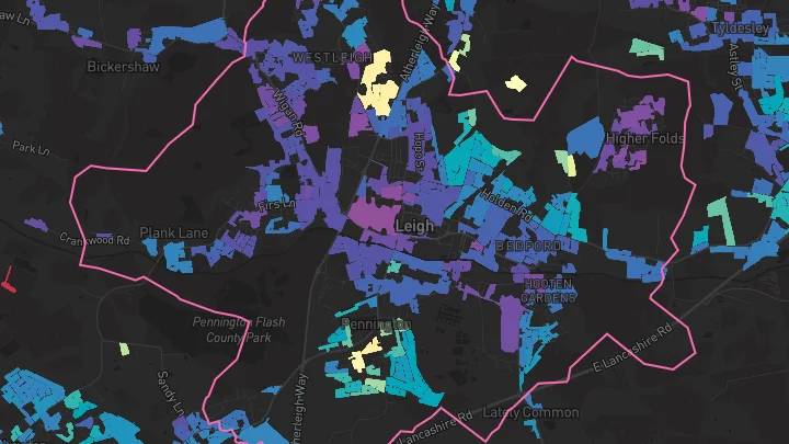 House price heatmap showing property values across Leigh