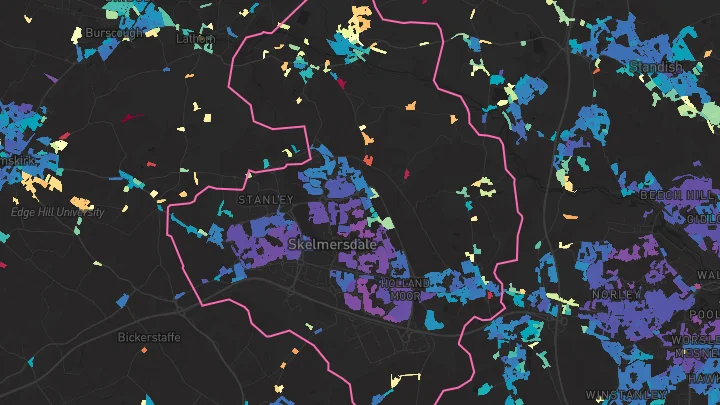 House price heatmap showing property values across Skelmersdale
