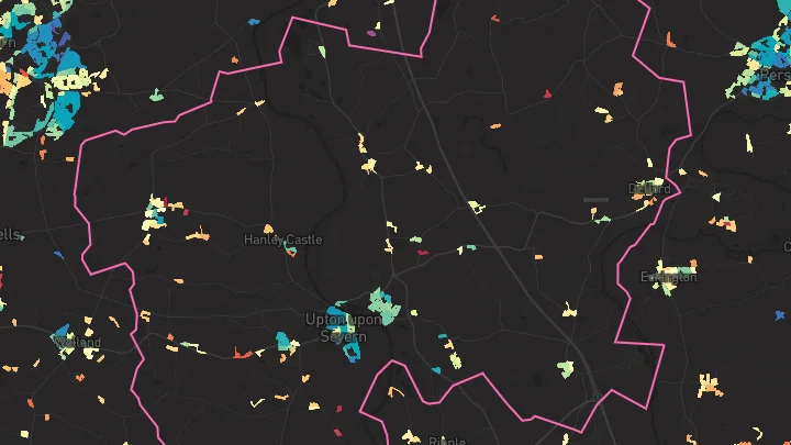 House price heatmap showing property values across Upton Upon Severn