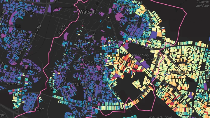 House price heatmap showing property values across Walsall