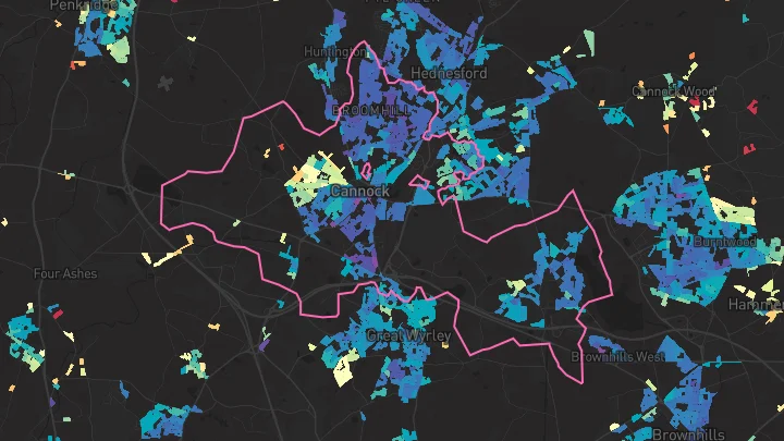 House price heatmap showing property values across Cannock