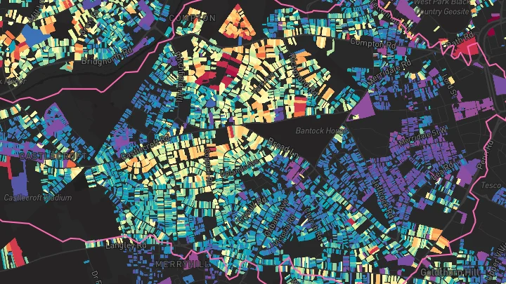 House price heatmap showing property values across Wolverhampton