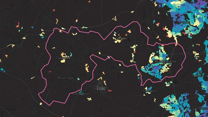 House price heatmap showing property values across Wombourne