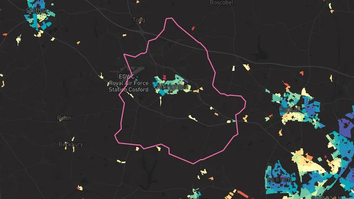 House price heatmap showing property values across Albrighton