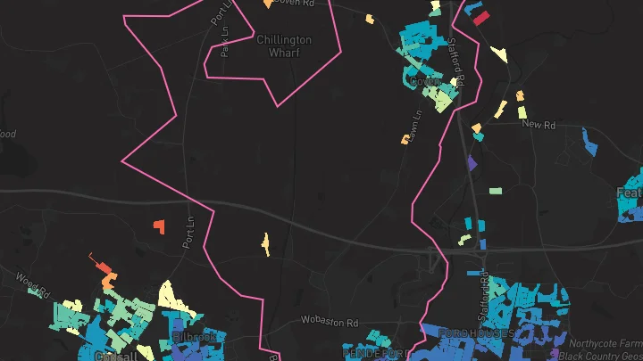 House price heatmap showing property values across Coven