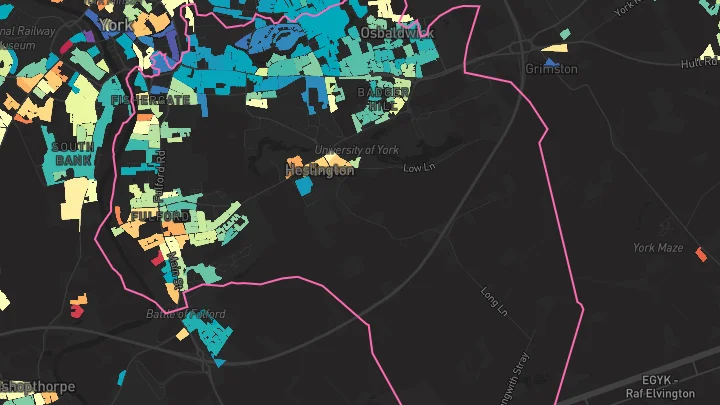 House price heatmap showing property values across York