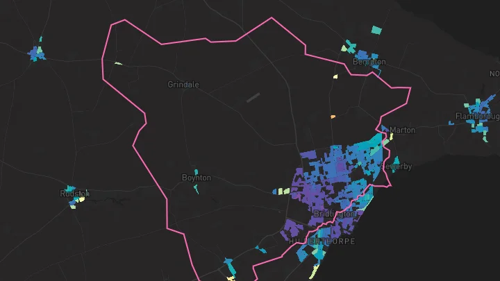 House price heatmap showing property values across Bridlington
