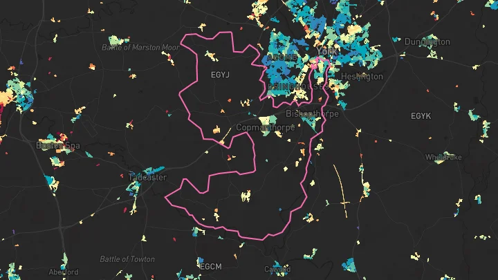 House price heatmap showing property values across York
