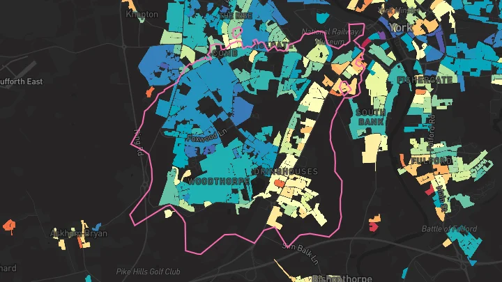 House price heatmap showing property values across York