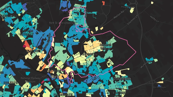 House price heatmap showing property values across York