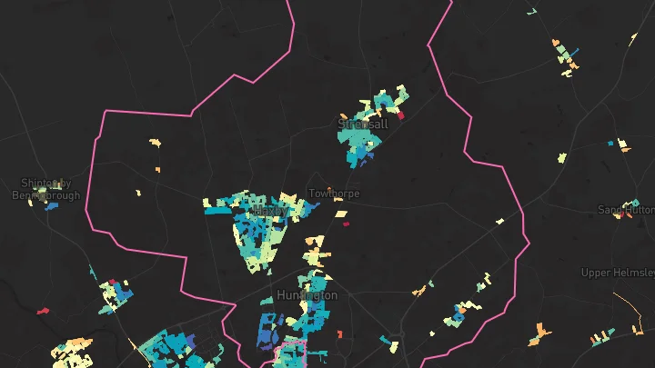 House price heatmap showing property values across Haxby