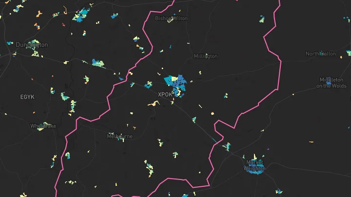 House price heatmap showing property values across Pocklington