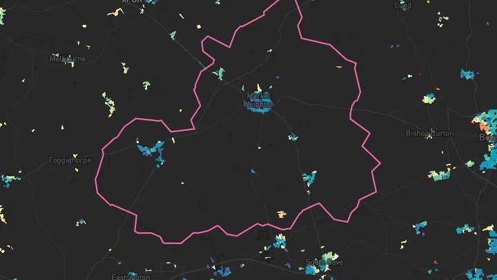 House price heatmap showing property values across Market Weighton