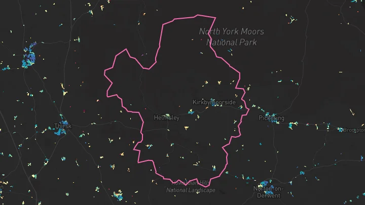 House price heatmap showing property values across Kirkbymoorside