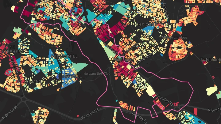 House price heatmap showing property values across St Albans