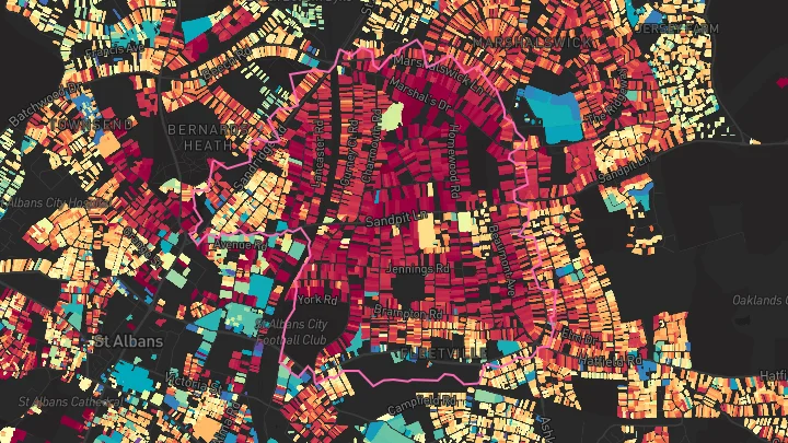 House price heatmap showing property values across St Albans