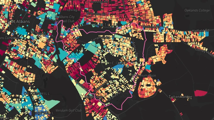 House price heatmap showing property values across St Albans