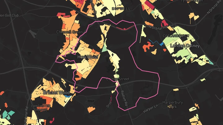 House price heatmap showing property values across Park Street
