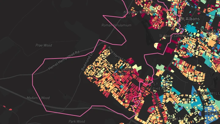 House price heatmap showing property values across St Albans