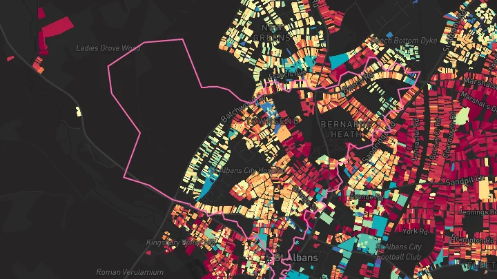 House price heatmap showing property values across St Albans