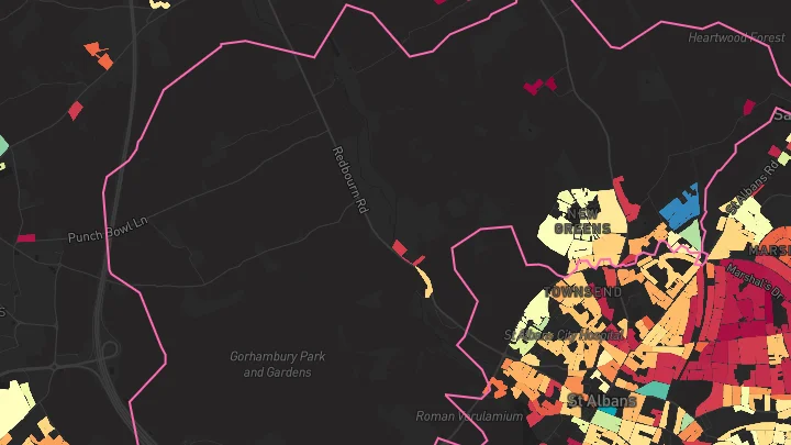House price heatmap showing property values across St Albans