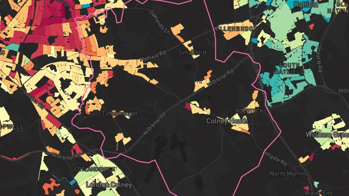 House price heatmap showing property values across St Albans