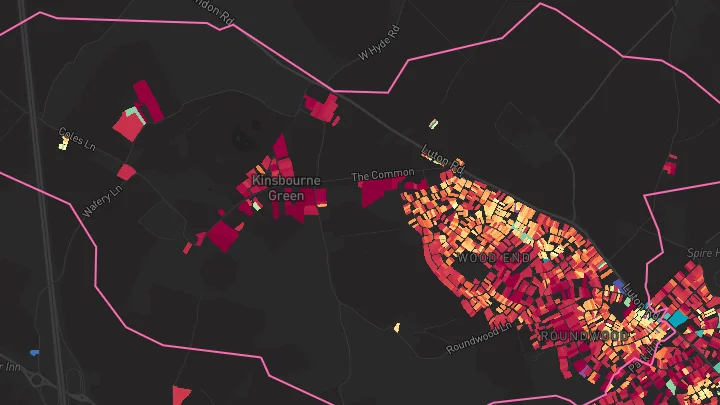 House price heatmap showing property values across Harpenden