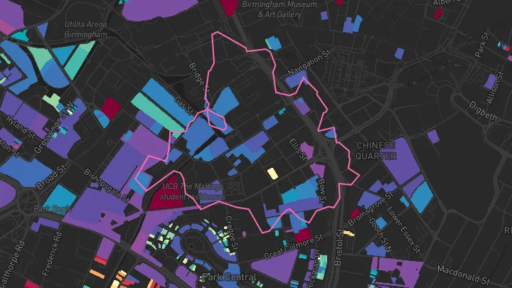 House price heatmap showing property values across Birmingham