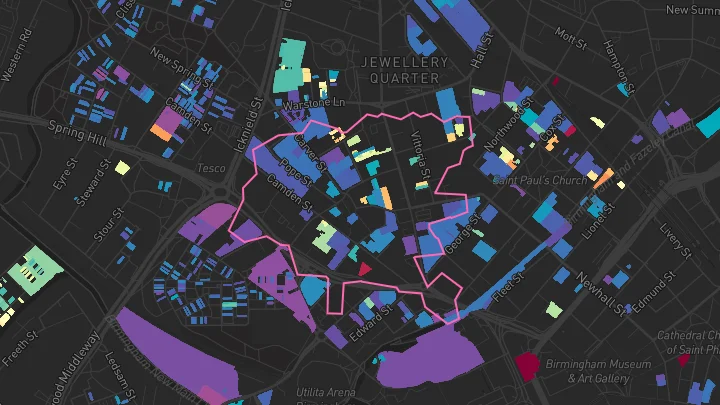 House price heatmap showing property values across Birmingham