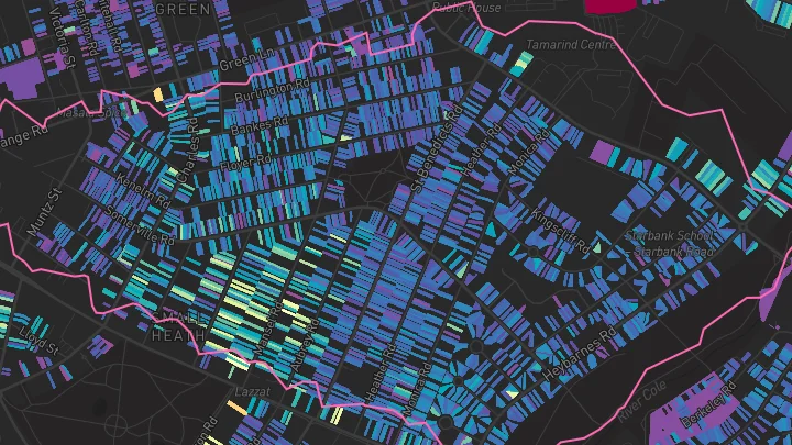 House price heatmap showing property values across Small Heath